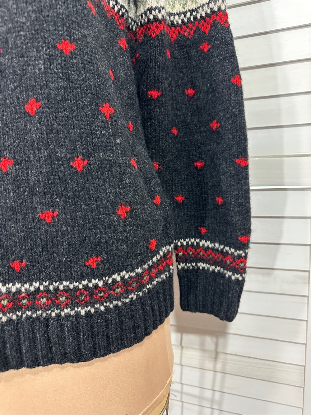 Vintage Lauren Ralph Lauren Petite Hand Knit Fair Isle Quarter Zip Sweater SP - Picture 11 of 12